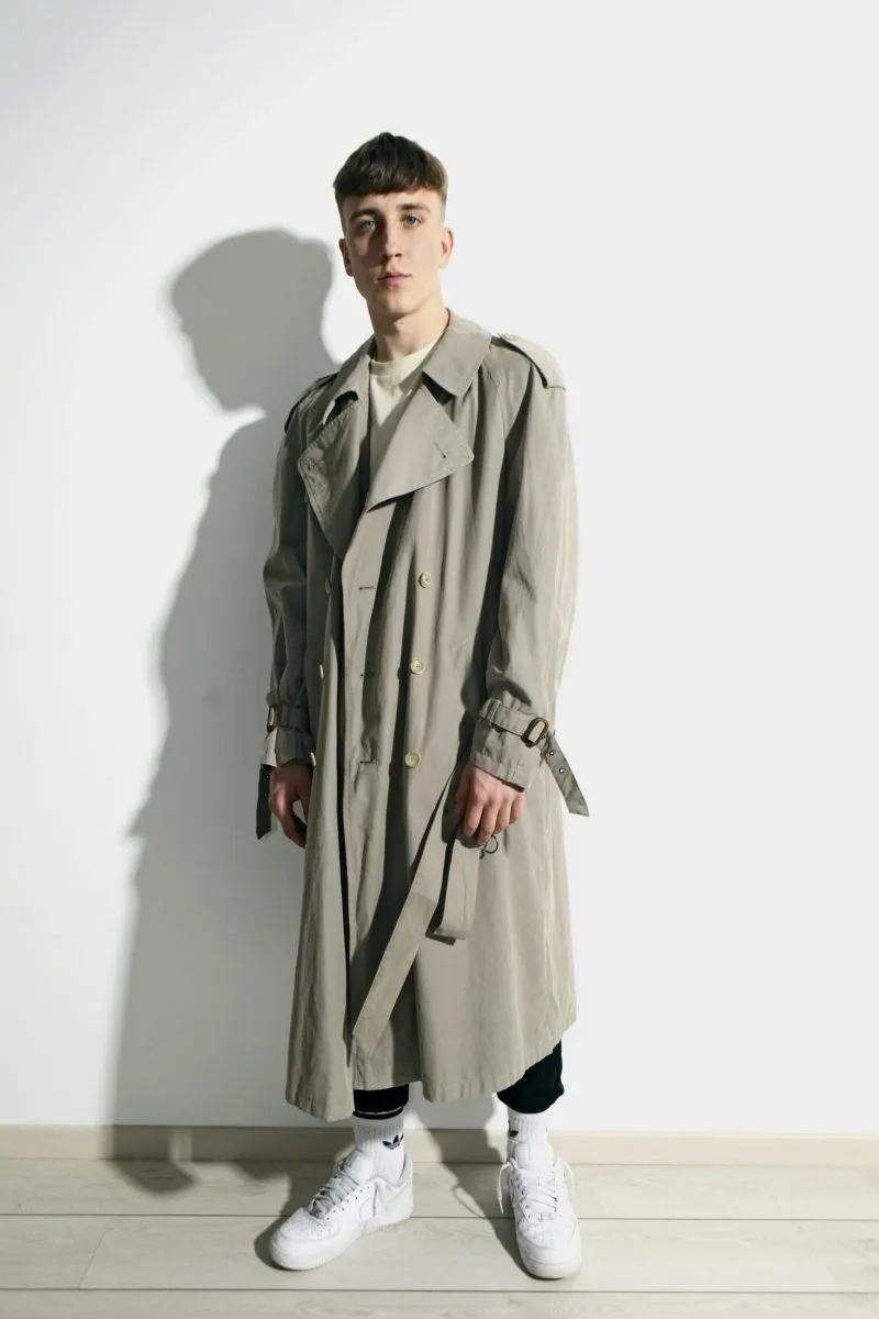 80s retro detective trench coat beige