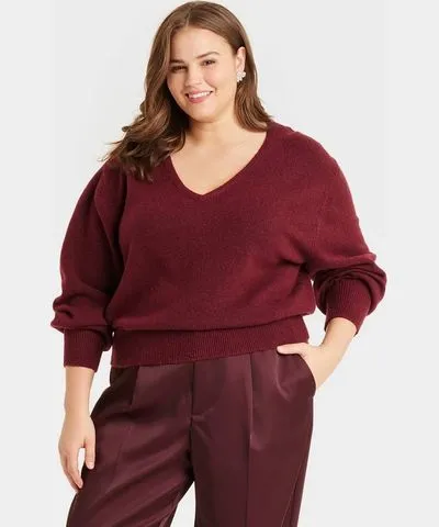 A New Day Women's Cozy Knit V-Neck Pullover Sweater