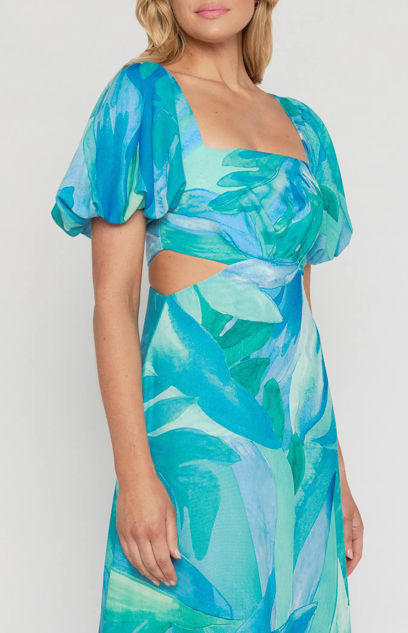 Abstract Print Midi Dress with Side Cut Out Details (SDR1249-2A)