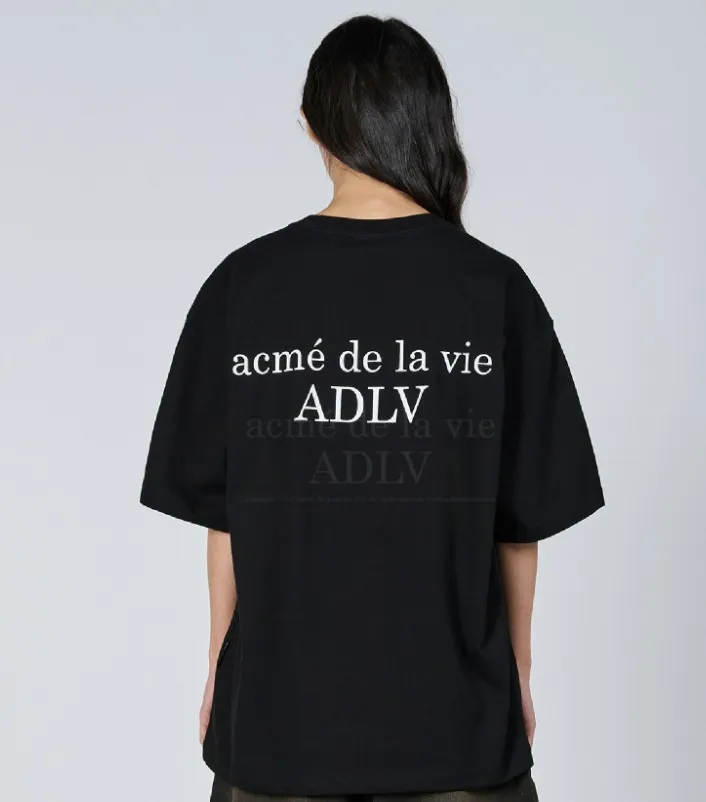 acme de la vie  |Plain Cotton Short Sleeves Oversized T-Shirts