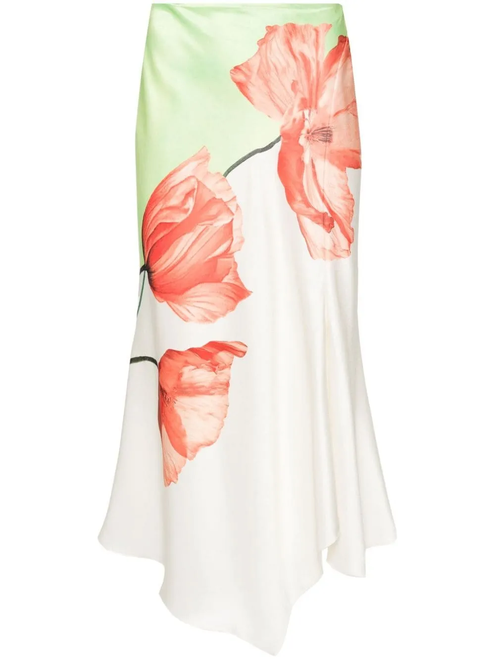 Alice + Olivia Harmony Drpy Slit Asymm Skirt in Dream Life Sharp Green