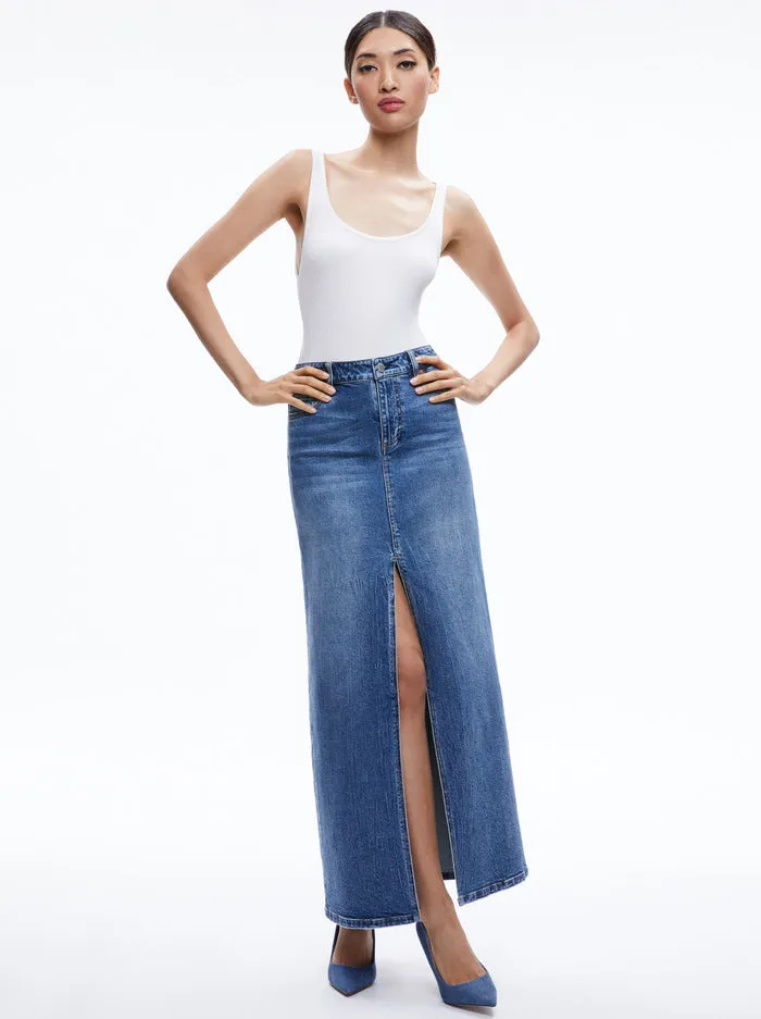 Alice + Olivia - Rye Denim Maxi Skirt - Brooklyn Blue