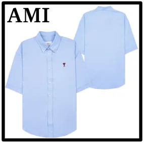 AMI PARIS  |Street Style Cotton Logo Designers Shirts