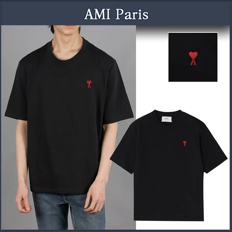 AMI PARIS  |Unisex Street Style Logo Designers T-Shirts