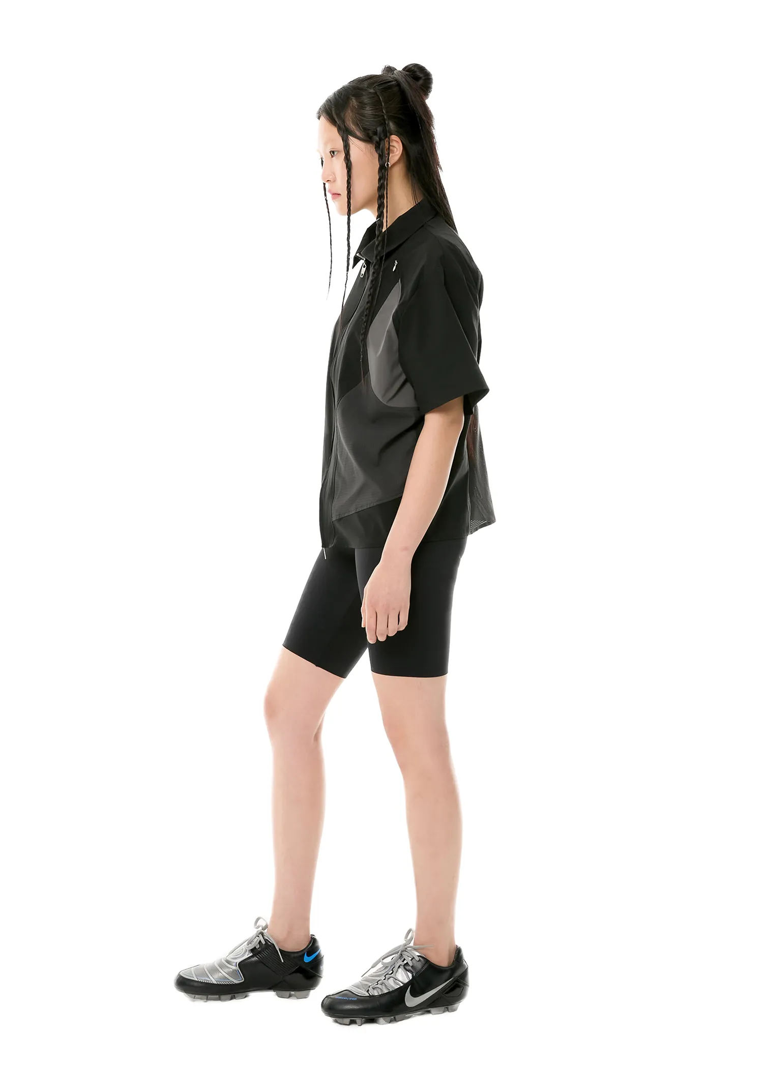 ANOTHERYOUTH  |●ANOTHERYOUTH● 002-23 panel half shirts - black