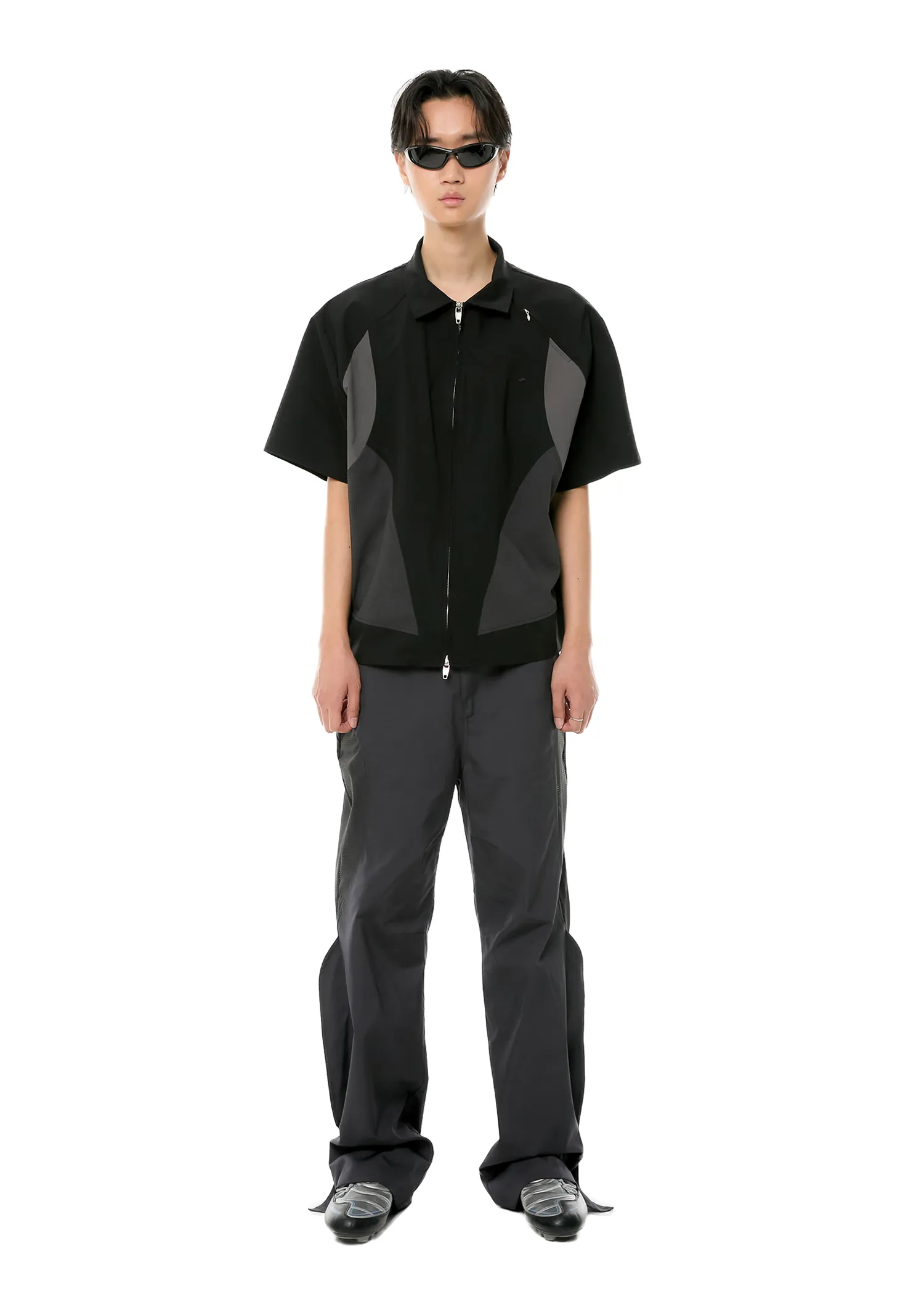 ANOTHERYOUTH  |●ANOTHERYOUTH● 002-23 panel half shirts - black