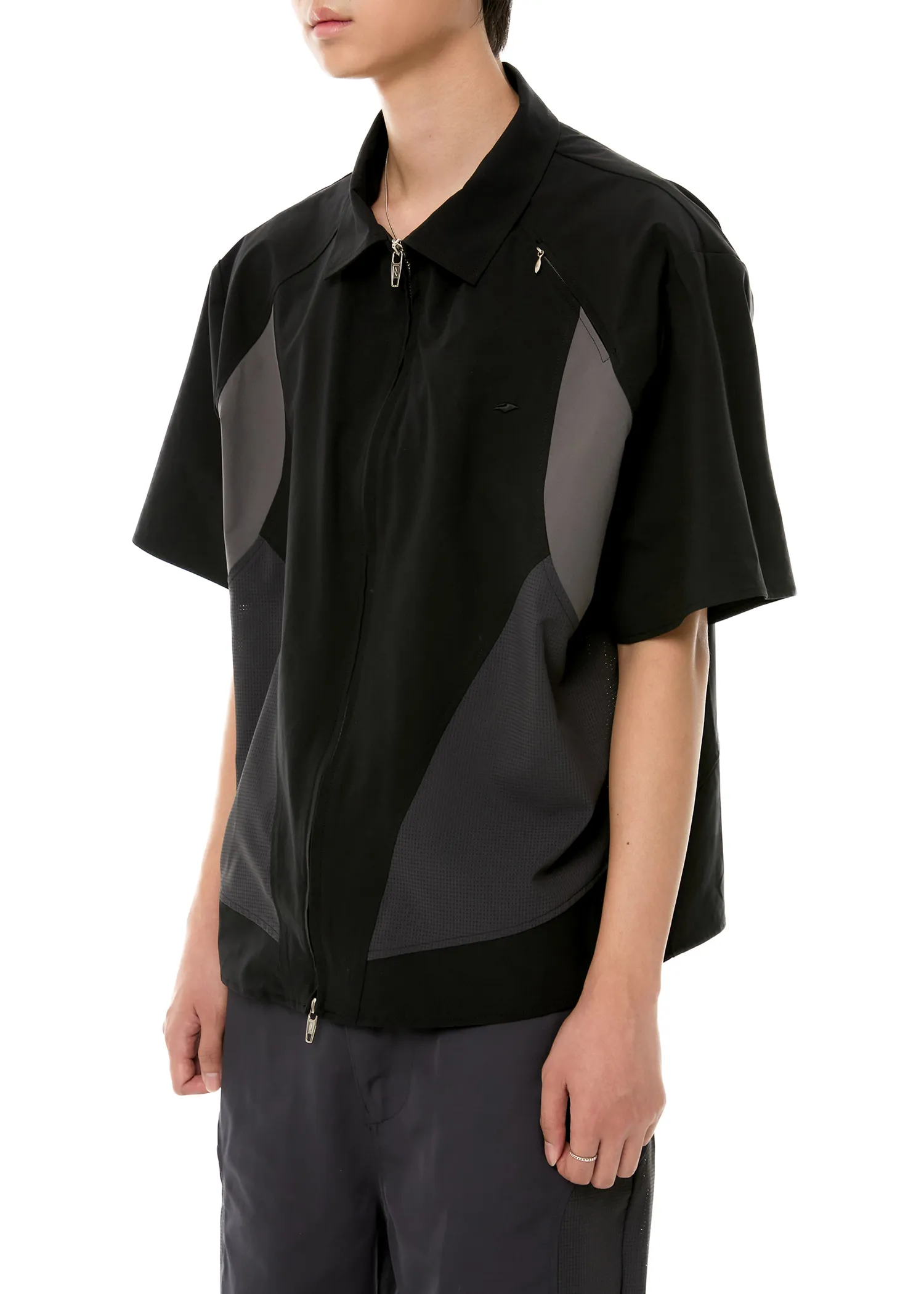 ANOTHERYOUTH  |●ANOTHERYOUTH● 002-23 panel half shirts - black