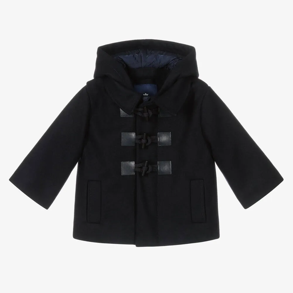 Baby Boys Blue Wool Duffle Coat