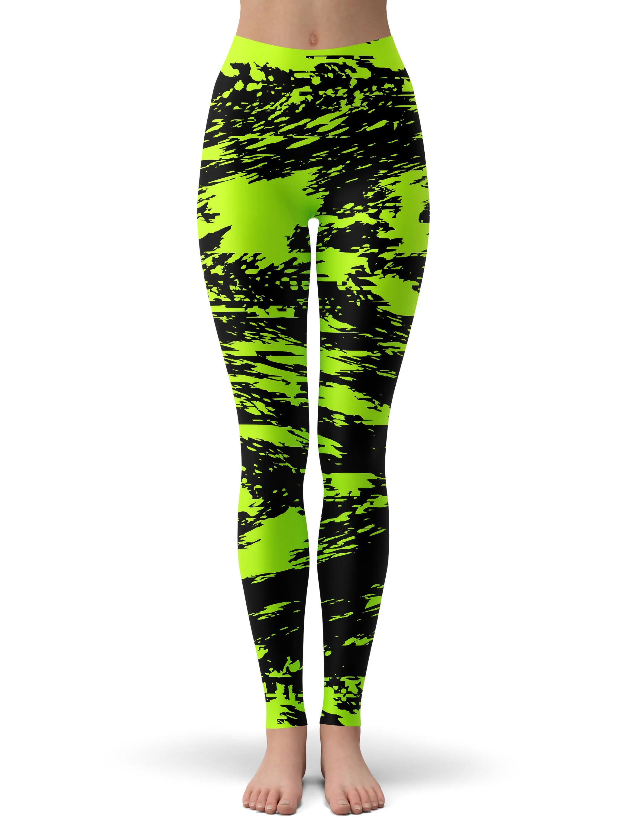 Black Lime Bolt Glitch Zip-Up Hoodie and Leggings Combo