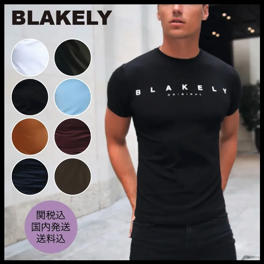 BLAKELY  |Crew Neck Street Style Short Sleeves Logo Crew Neck T-Shirts