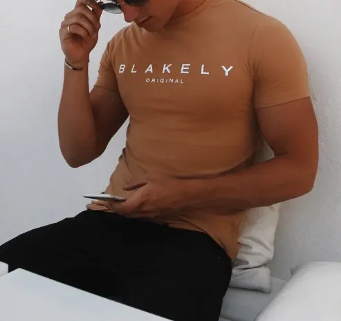 BLAKELY  |Crew Neck Street Style Short Sleeves Logo Crew Neck T-Shirts