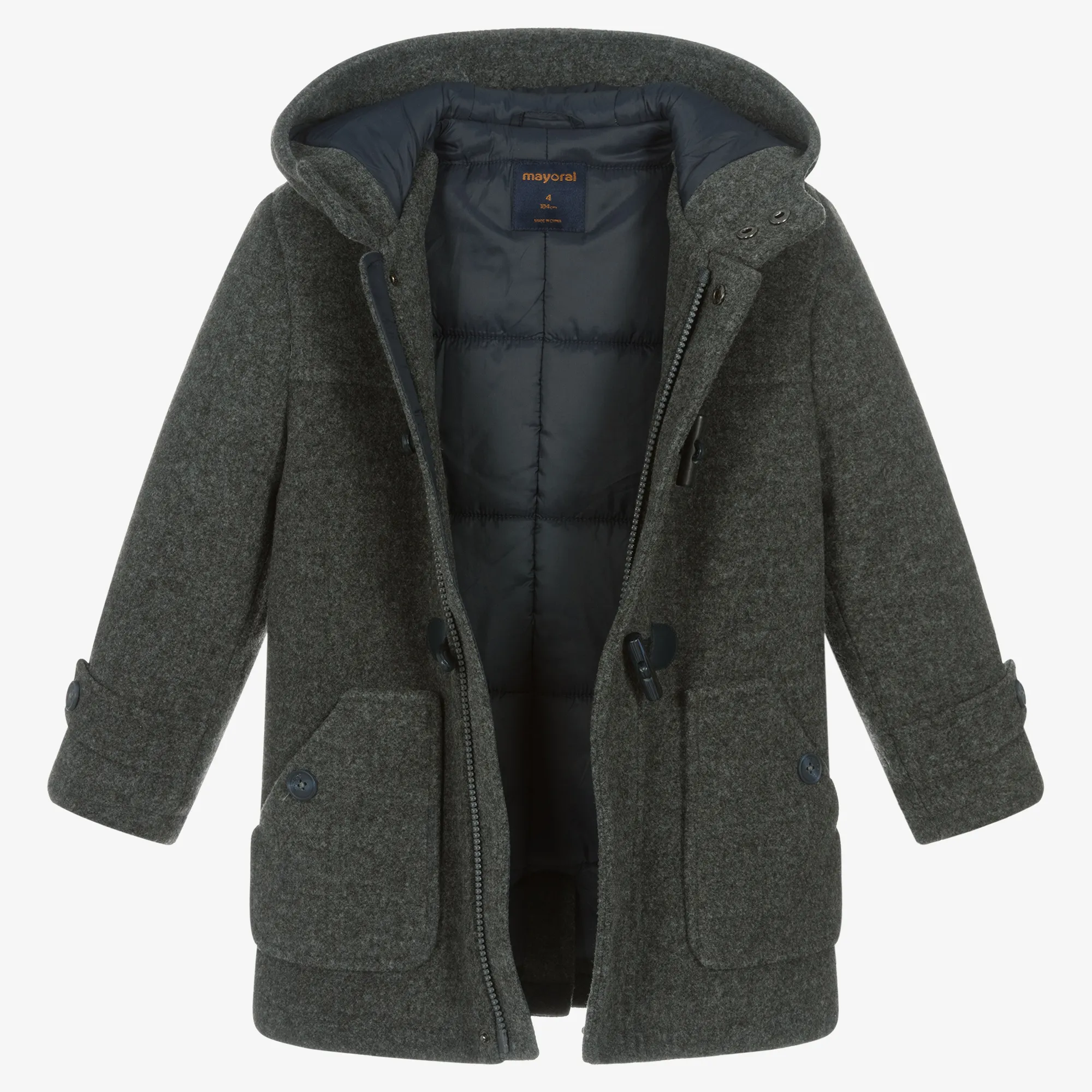 Boys Dark Grey Duffle Coat