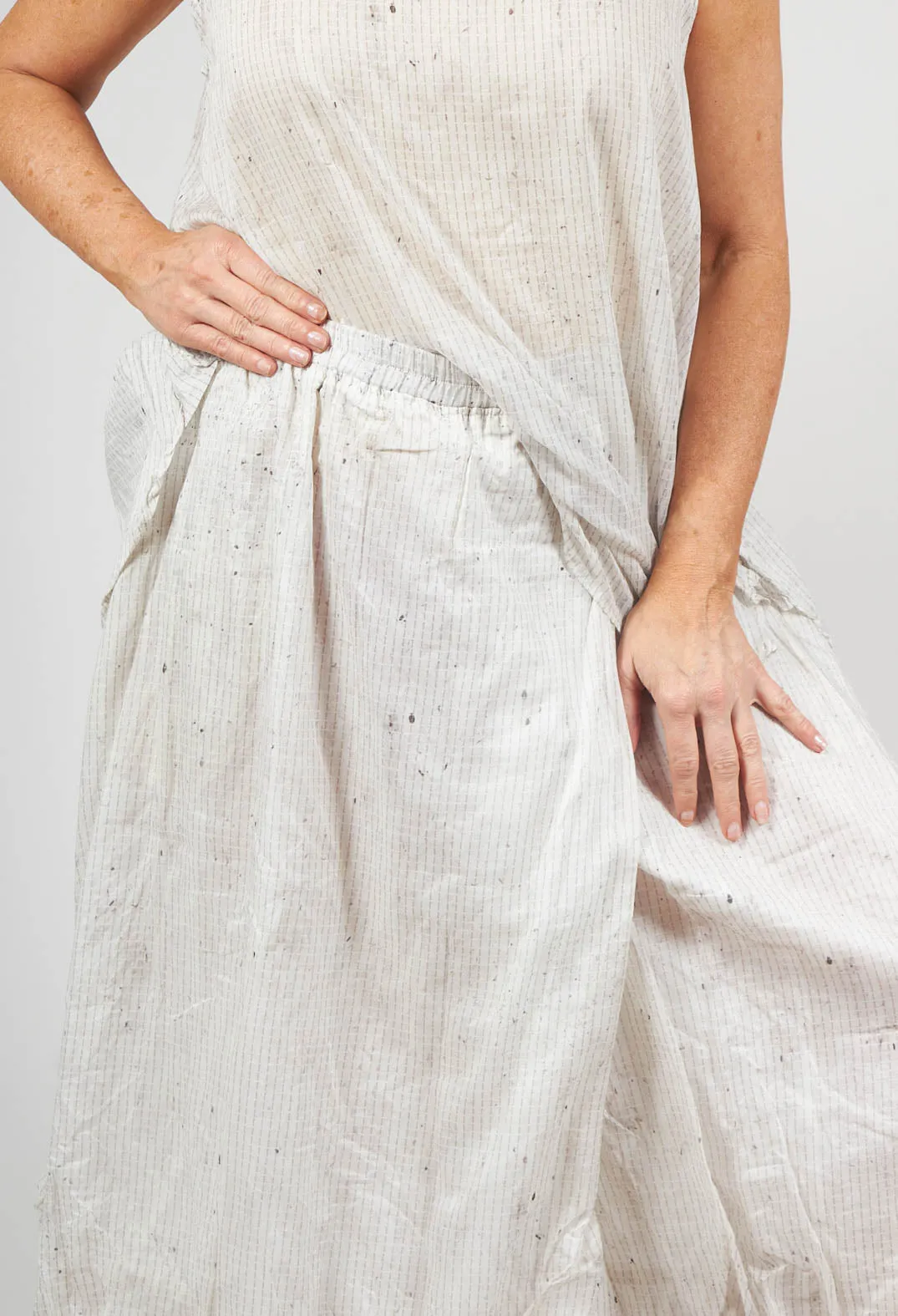 Bubble Hem Skirt with Pleat Detail in Landscape Pearl Stripe