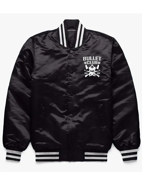 Bullet Club Black Satin Varsity Jacket - William Jacket