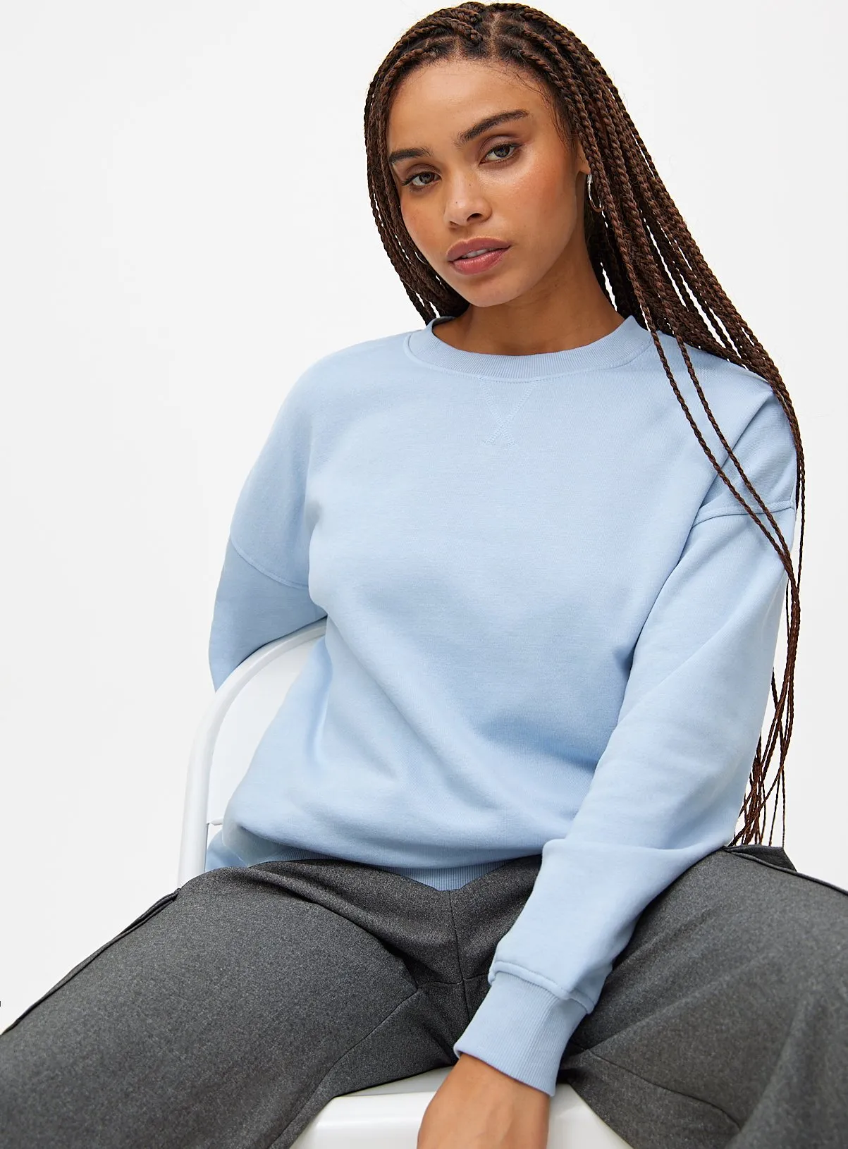 Buy Light Blue Crew Neck Relaxed Fit Sweatshirt XL | Hoodies and sweatshirts | Tu