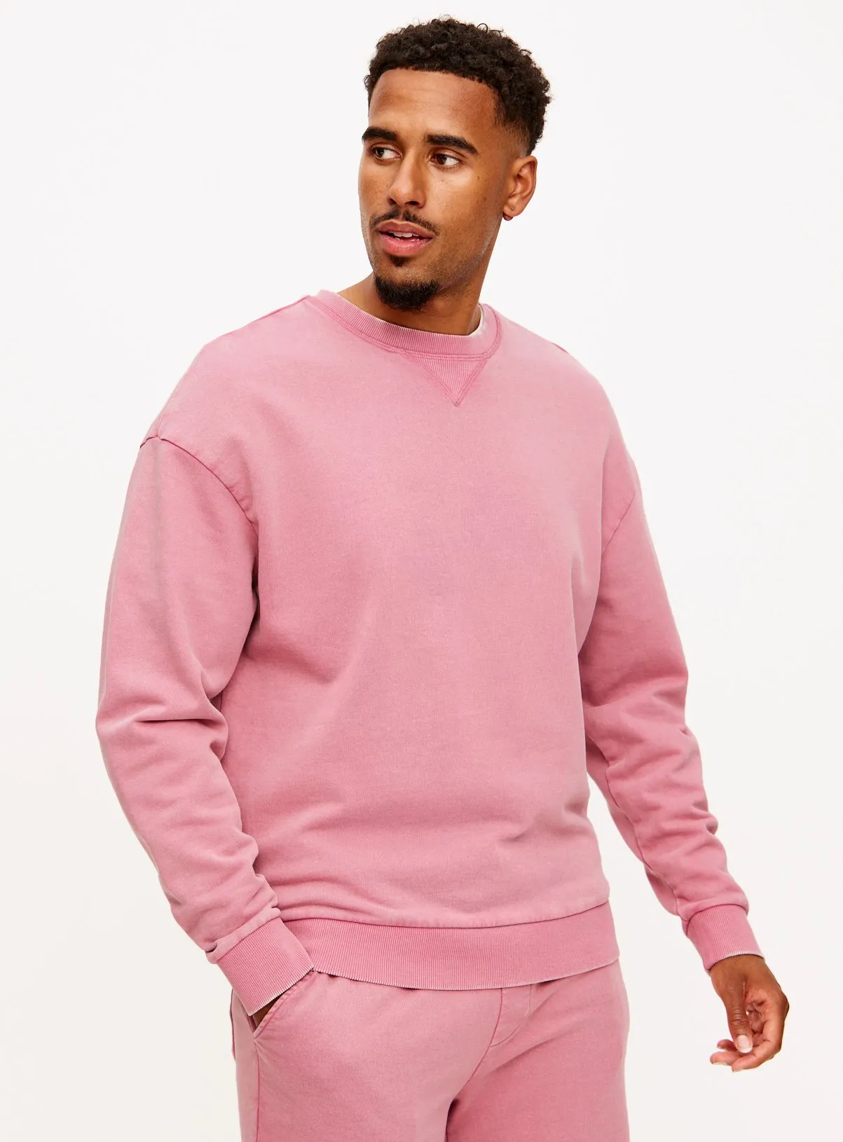 Buy Rose Pink Garment Dye Crew Neck Sweatshirt S | Sweatshirts and hoodies | Tu