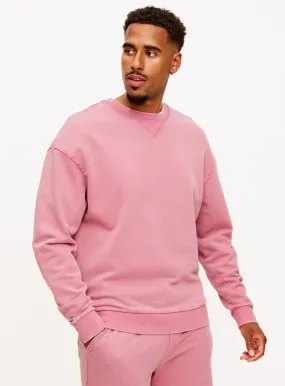 Buy Rose Pink Garment Dye Crew Neck Sweatshirt S | Sweatshirts and hoodies | Tu