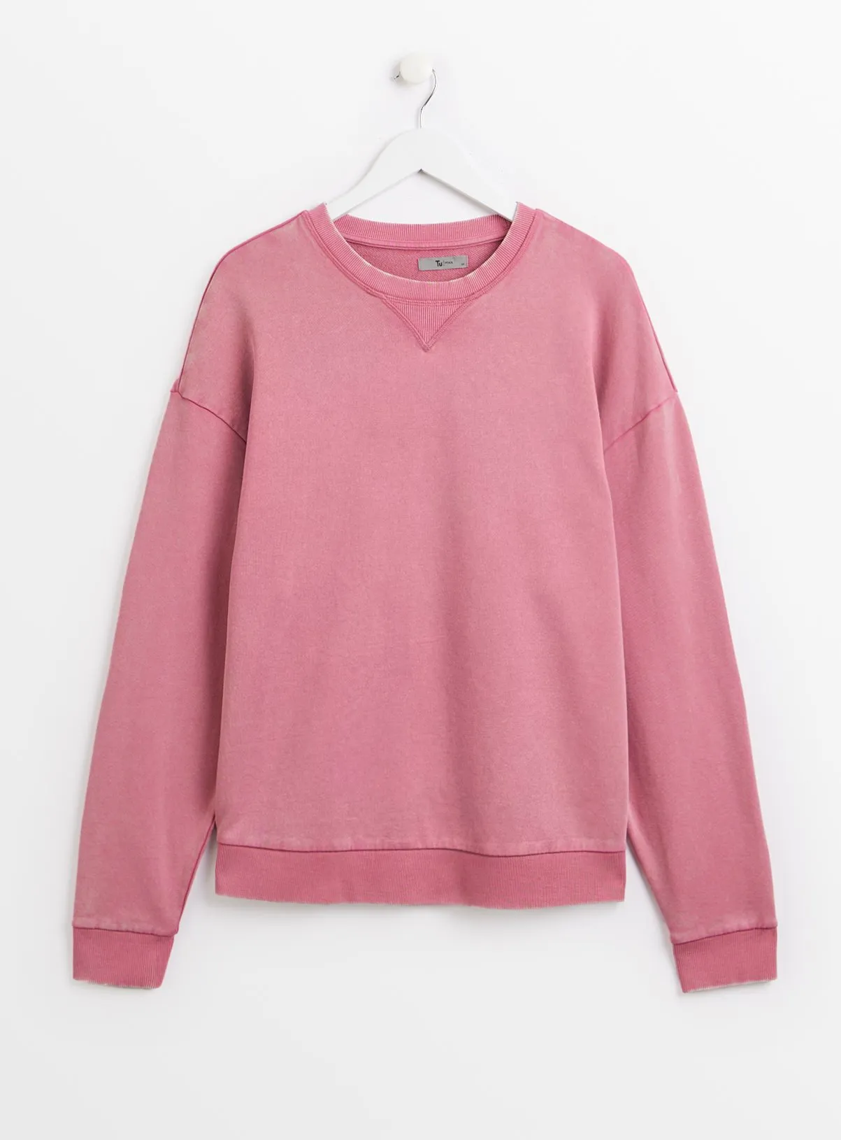 Buy Rose Pink Garment Dye Crew Neck Sweatshirt S | Sweatshirts and hoodies | Tu