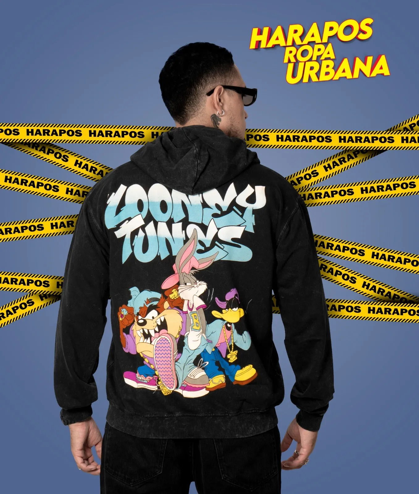 Canguro Dr. Mono oversize looney tunes negro taidai