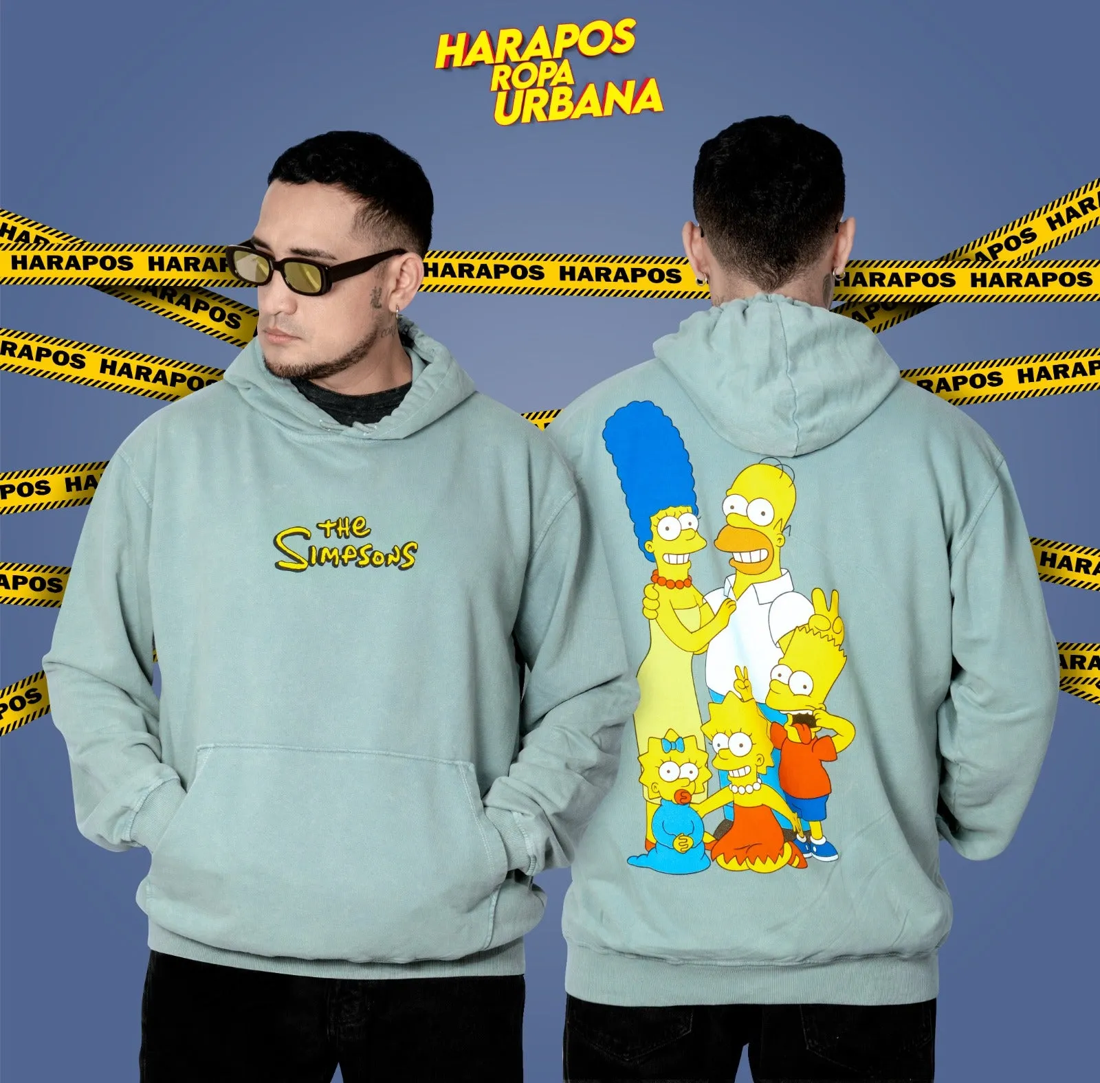 Canguro Dr. Mono oversize los simpson verde agua taidai