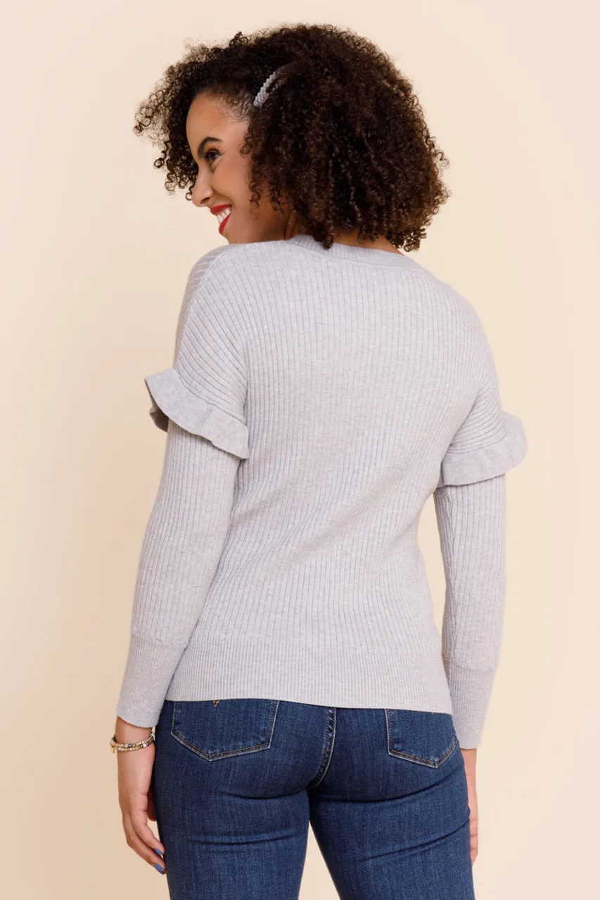 Chris Flounced Ribbed Sweater