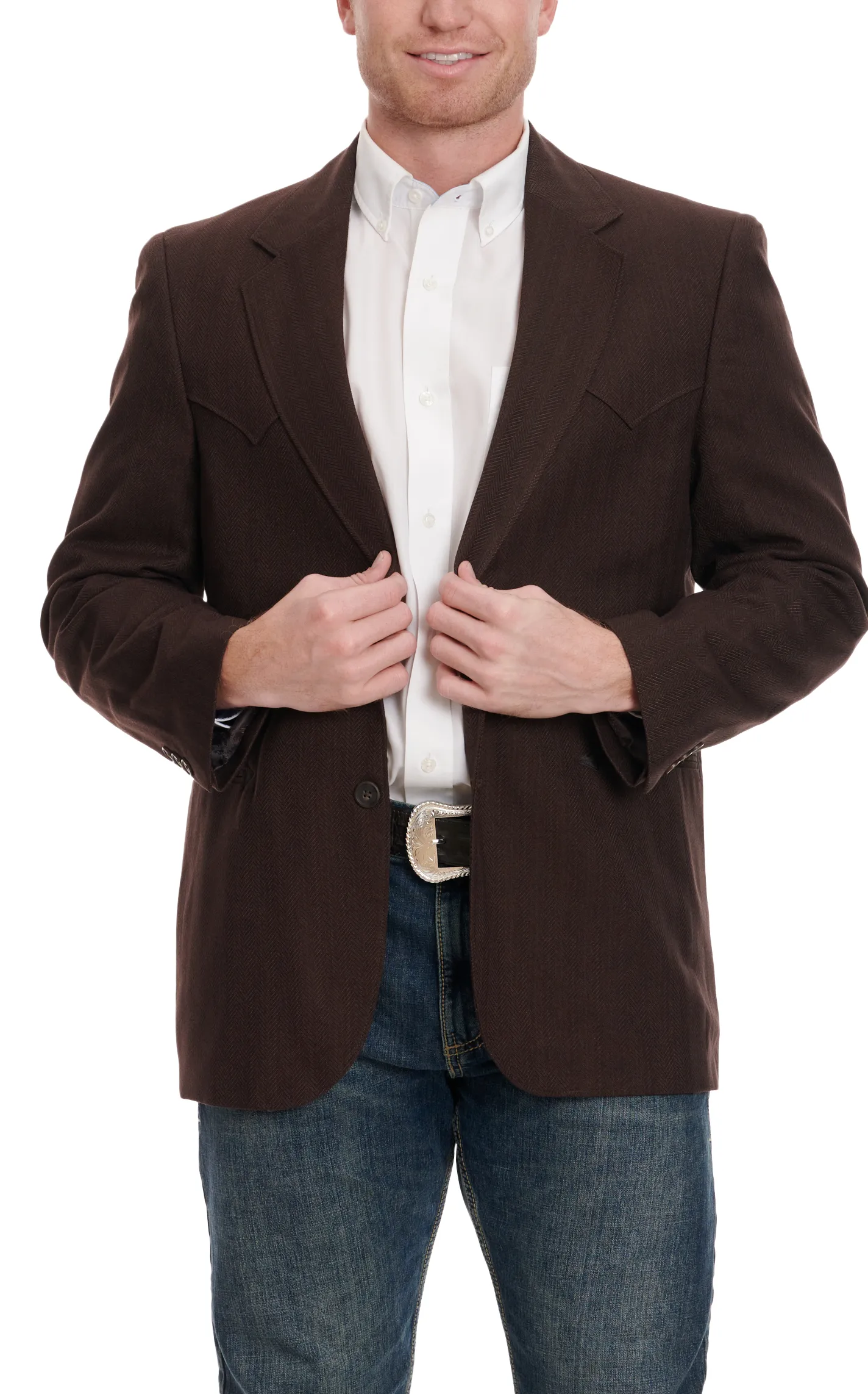 Circle S Men's Dark Chocolate Herringbone Sport Coat