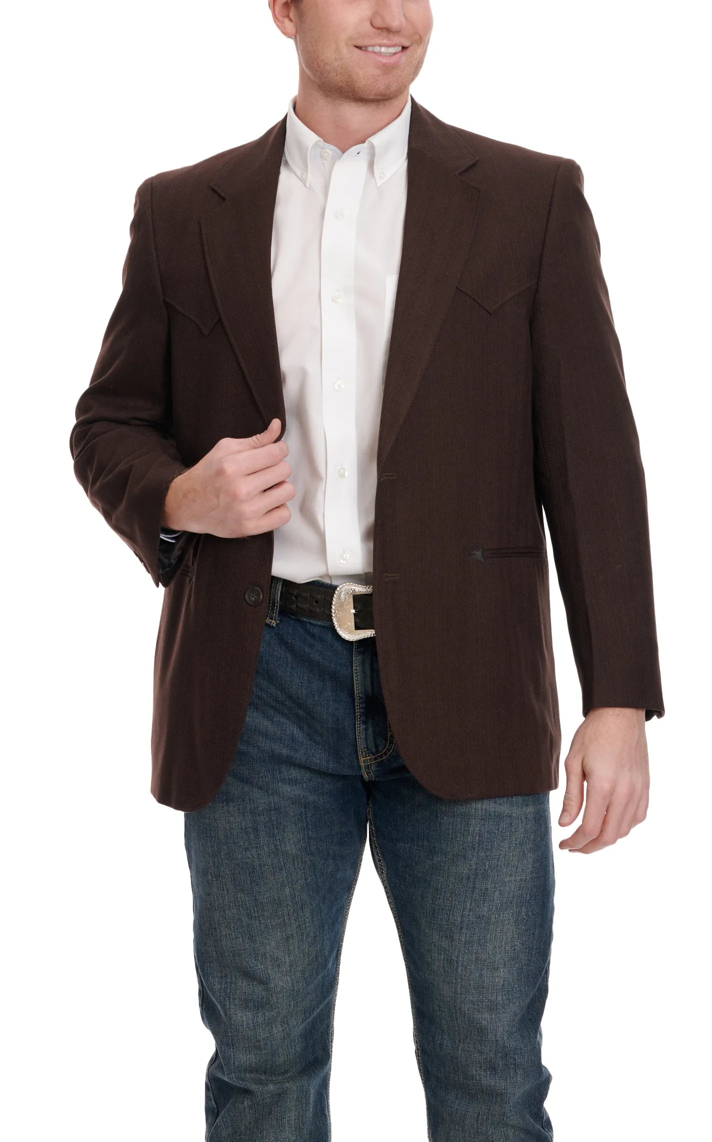 Circle S Men's Dark Chocolate Herringbone Sport Coat