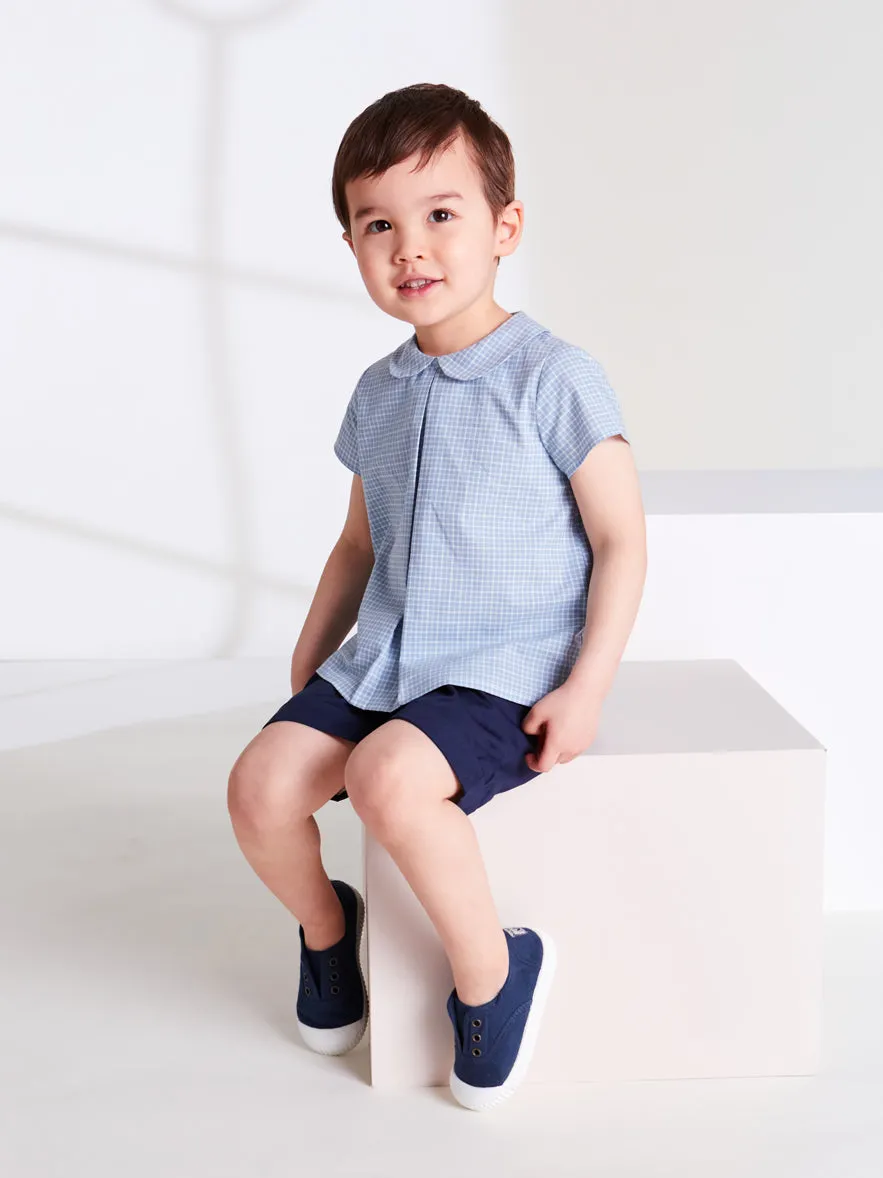 Classic Turn-up Hem Cotton Shorts in Navy (18mths-3yrs)