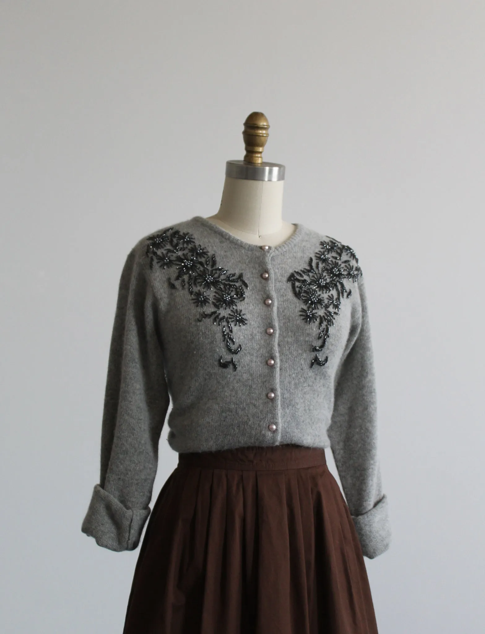 cropped angora cardigan