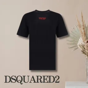 D SQUARED2  |Crew Neck Monogram Cotton Short Sleeves Luxury