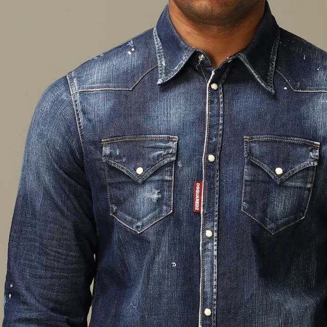 D SQUARED2  |Denim Street Style Long Sleeves Logo Luxury Shirts