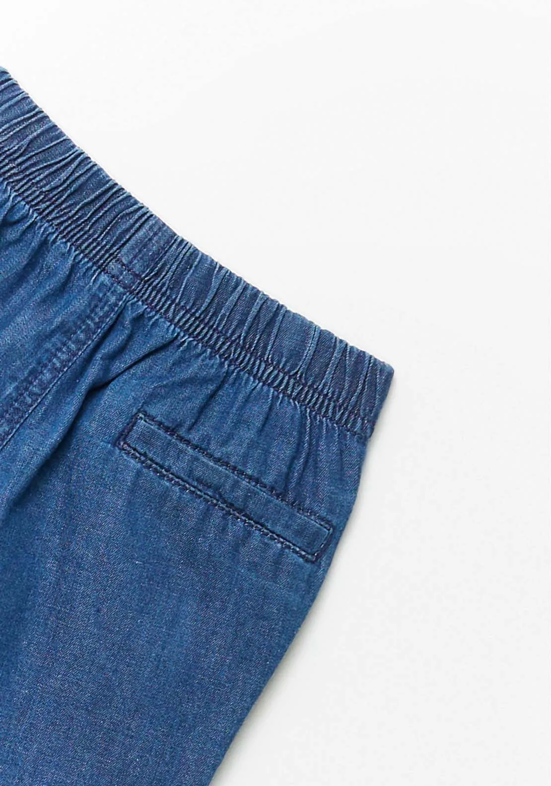 Drawstring Denim Shorts - Blue