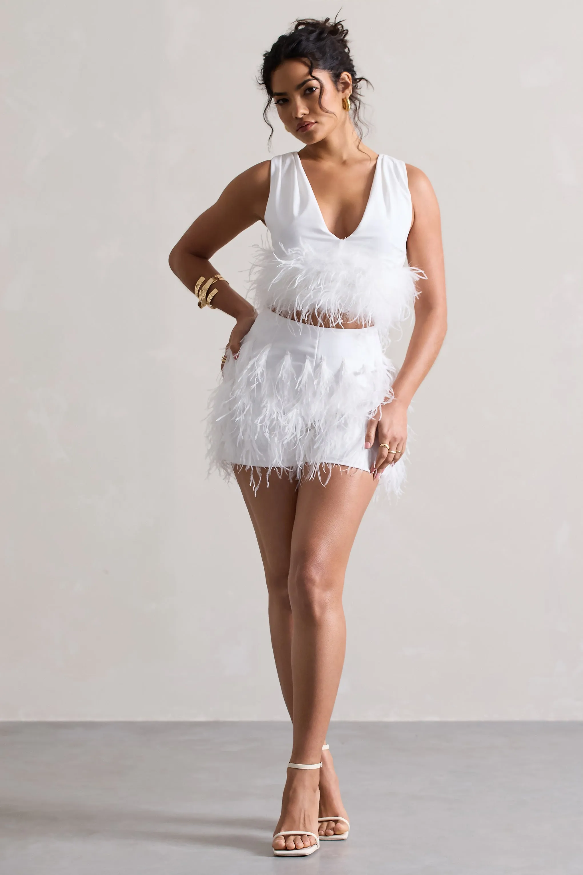 Encore | White Feather Shorts