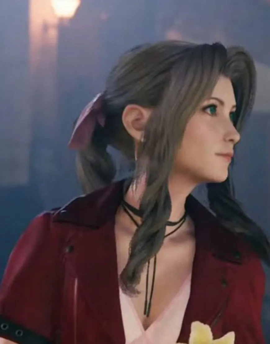 Final Fantasy VII Remake Aerith Red Jacket - Briana White Leather Jacket