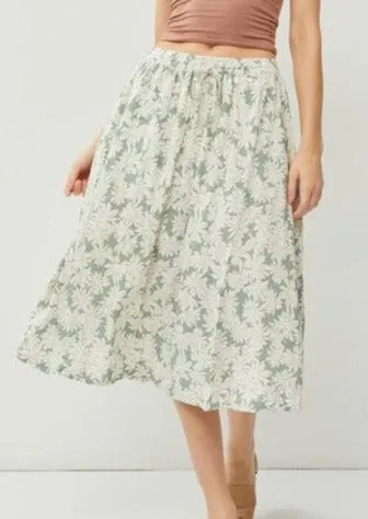 FINAL SALE - Sage Print Skirt