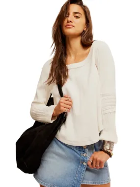 Free People Swinging Cable Cuff Sweater in Ivory