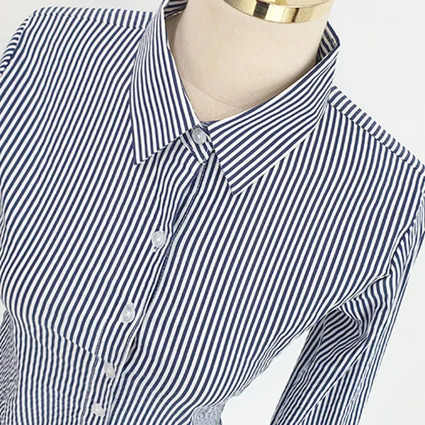 gumzzi  |Stripes Casual Style Long Sleeves Cotton Office Style