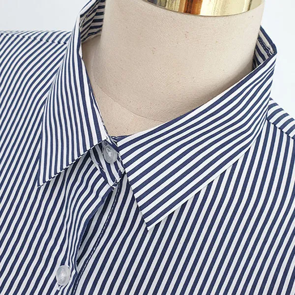 gumzzi  |Stripes Casual Style Long Sleeves Cotton Office Style