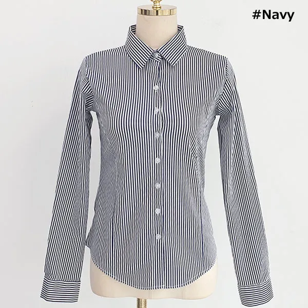 gumzzi  |Stripes Casual Style Long Sleeves Cotton Office Style