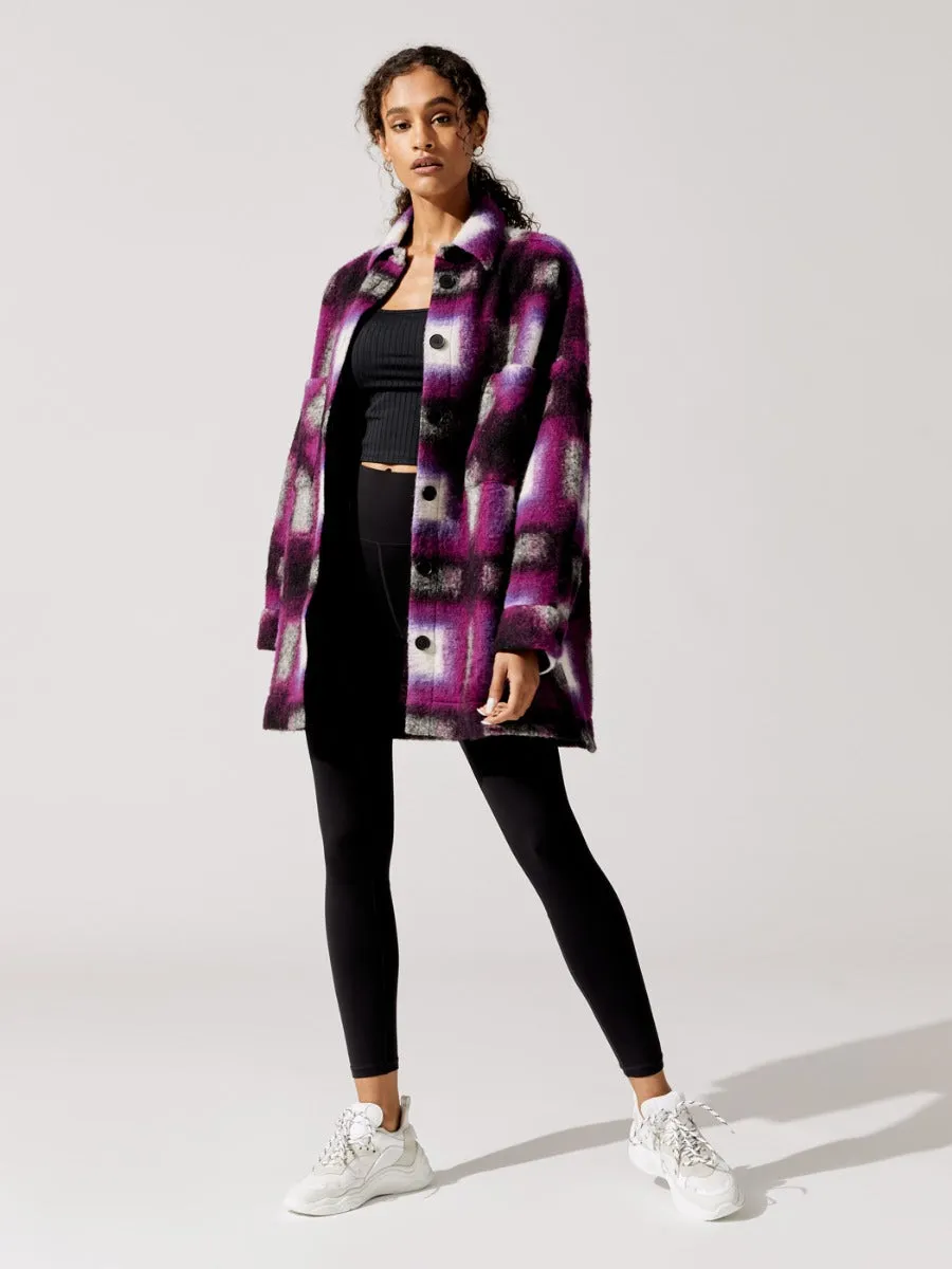 Harwel Plaid Shirt Jacket - Natural White-Purple