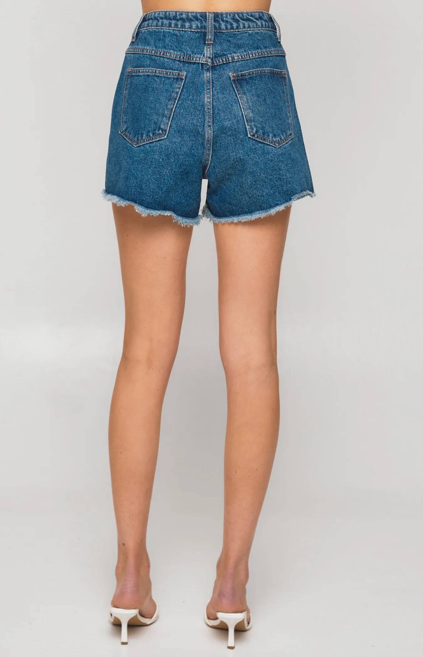 High Waisted Raw Edge Denim Shorts (SDM127)