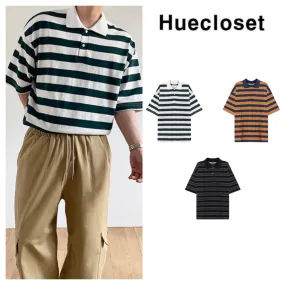 HUE  |Stripes Street Style Plain Short Sleeves T-Shirts