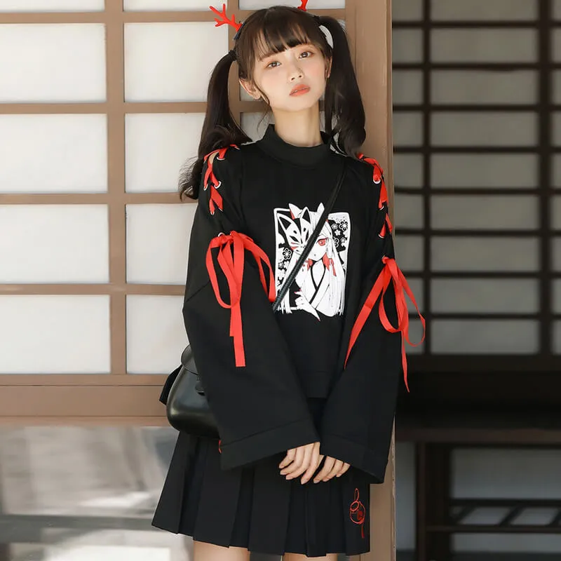 JAPANESE COMIC FOX SWEATSHIRT+SKIRT BY21217