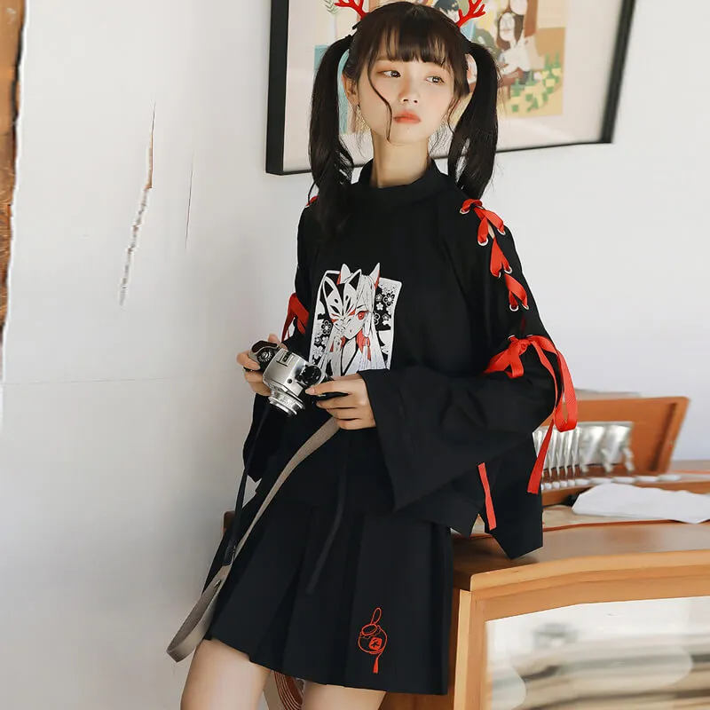 JAPANESE COMIC FOX SWEATSHIRT+SKIRT BY21217