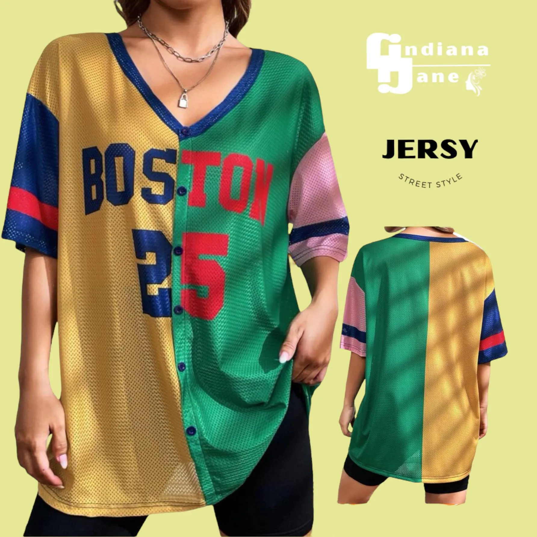 JERSY Sporty Oversize Colorblock Baseball Shirt