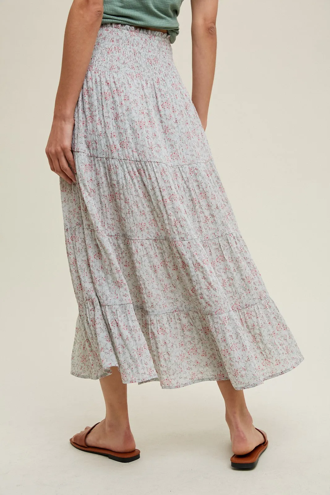 Katie Floral Tiered Midi Skirt