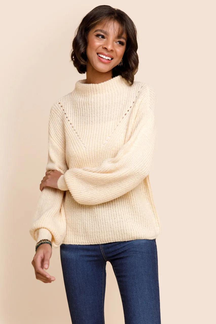 Kori Mock Neck Pointelle Sweater