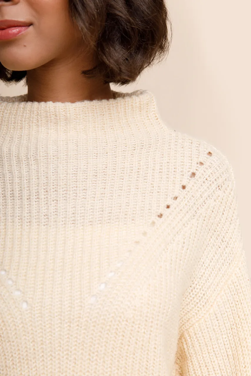 Kori Mock Neck Pointelle Sweater