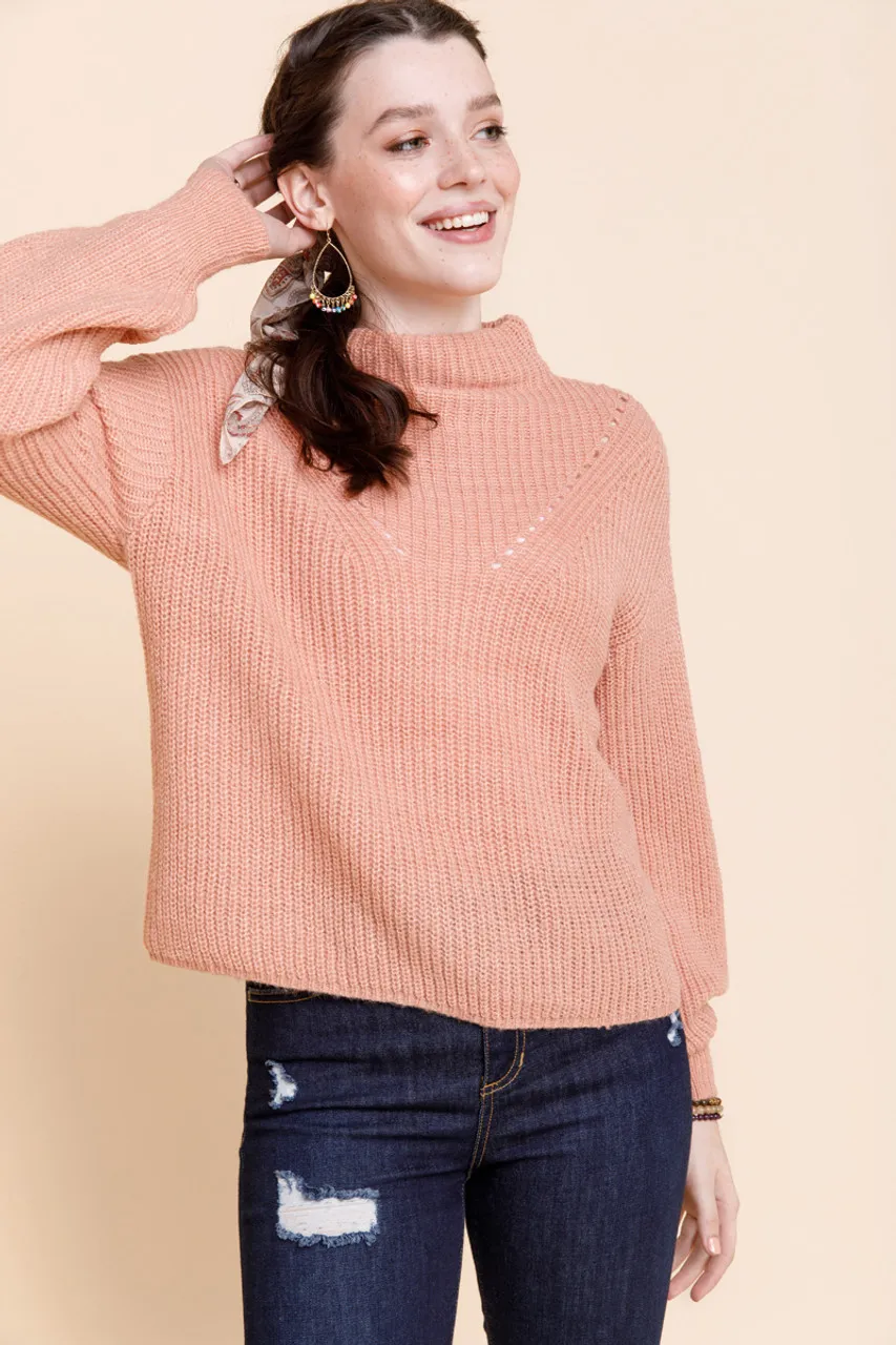 Kori Mock Neck Pointelle Sweater