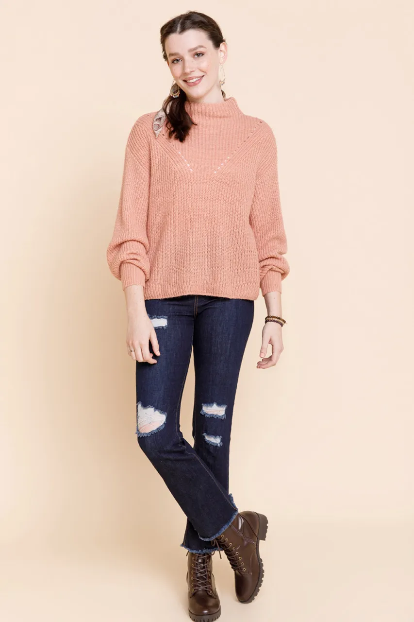 Kori Mock Neck Pointelle Sweater